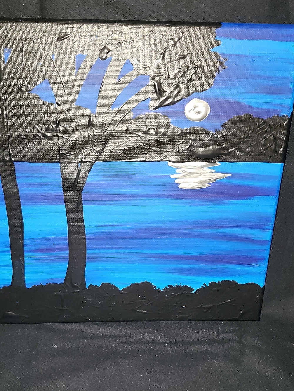 Blue Moonlit Tree Canvas Wall Art